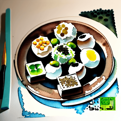 AI generated: i want an illustration size of A3. the content is Syrian breakfast, the breakfast includes several d...