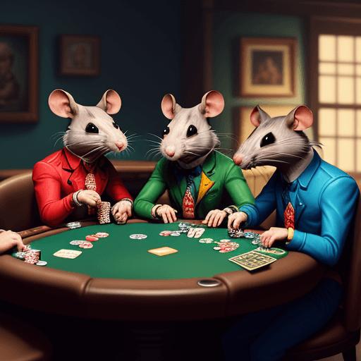 AI generated: Three rats playing poker, artstation, vivid colors, highly detailed, professional digital painting, ...