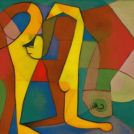 AI generated: painting of dancing woman, paul klee style
