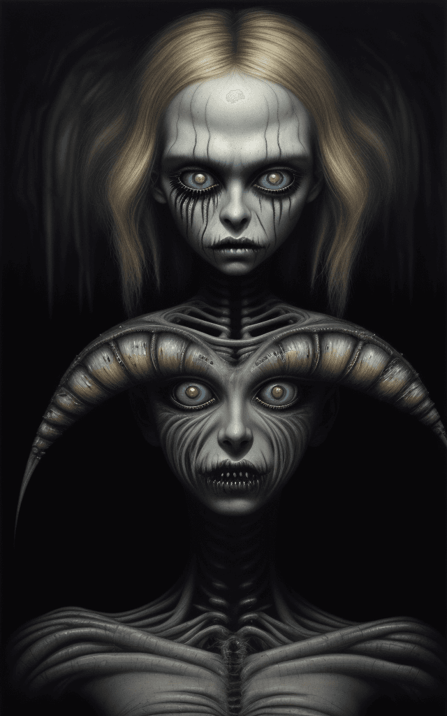 AI generated: a detailed portrait of a mutated blonde laser thrashed oil painting in the style of tim burton enhan...
