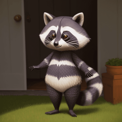 AI generated: cottagecore raccoon, anthropomorphic 