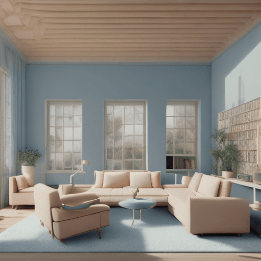 AI generated: High resolution photography interior design, dreamy sunken living room conversation pit, wooden floo...