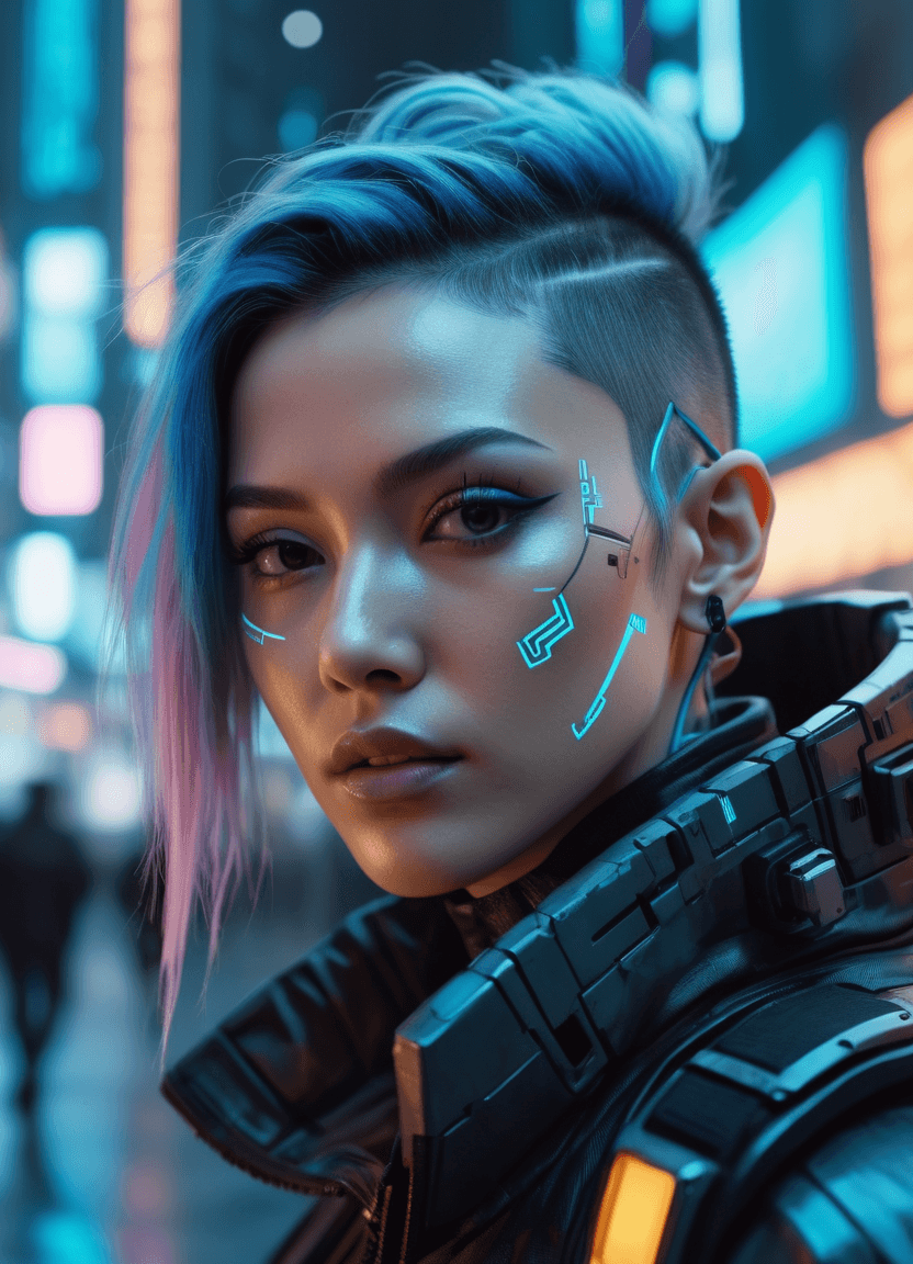 AI generated: Cyberpunk ghostrunner, high detail face, detailed background, 16k, shot with kodak porta