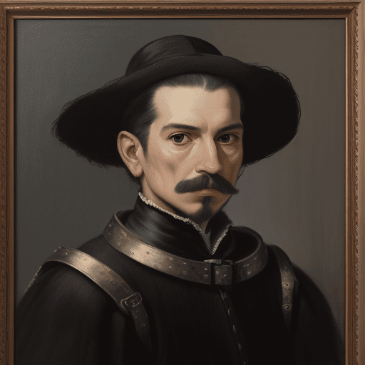 AI generated: portrait, profound gaze, oil painting, grainy, avant-garde, diego velazquez, brush touched