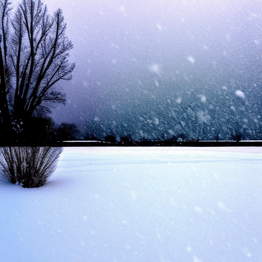AI generated: snow storm at noon.
ice crystals falling to the ground.
flat barren horizon.
Style: impressionist 