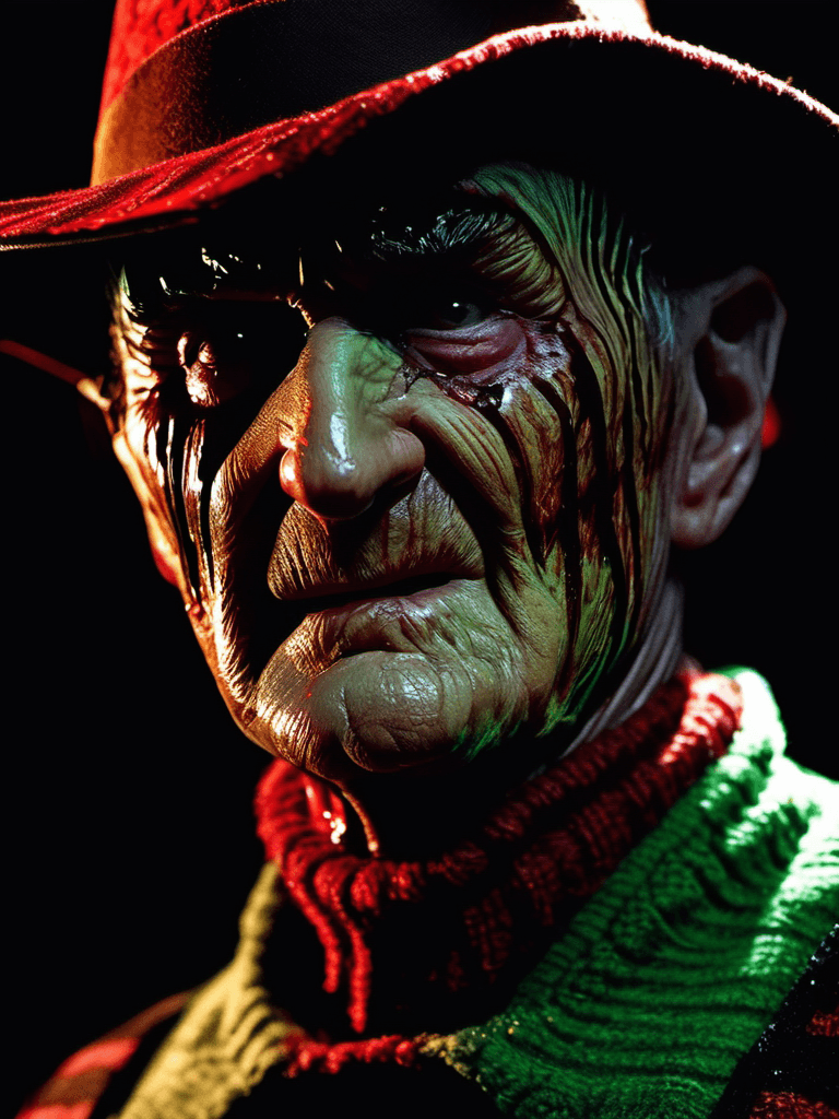 AI generated: (Freddy Krueger:1.1), a menacing figure with a burned face and a glove armed with razors, iconic str...