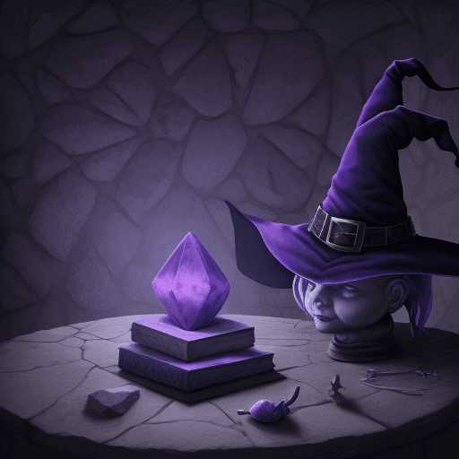 AI generated: witch craft, illüstration, draw, stone, wallpaper, blue, purple sky

