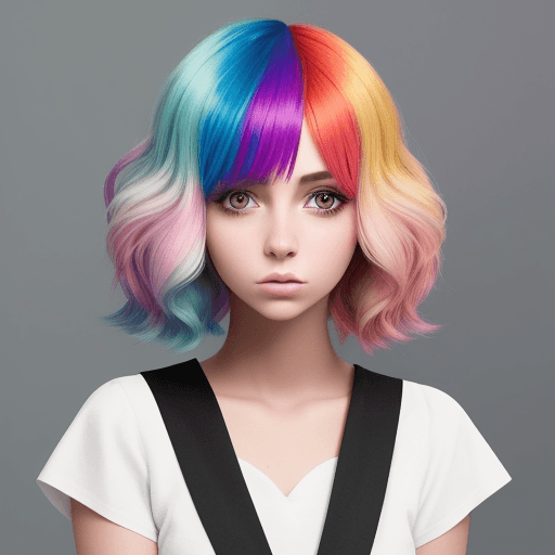 AI generated: crea una imagen de dos chicas distintas cada una con el pelo de un color con colores saturados 