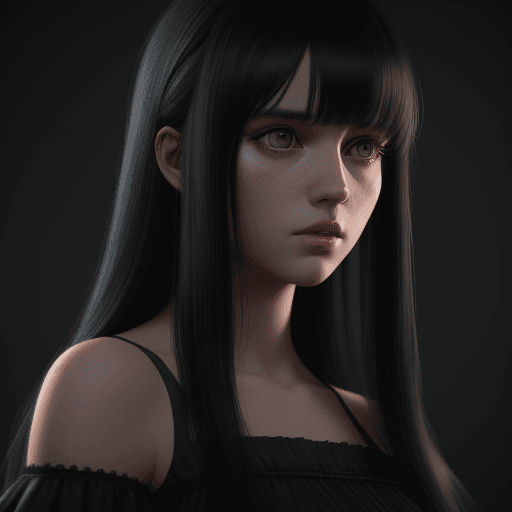 AI generated: girl
,dress,long black hair bangs,, high detail, octane render, 8k