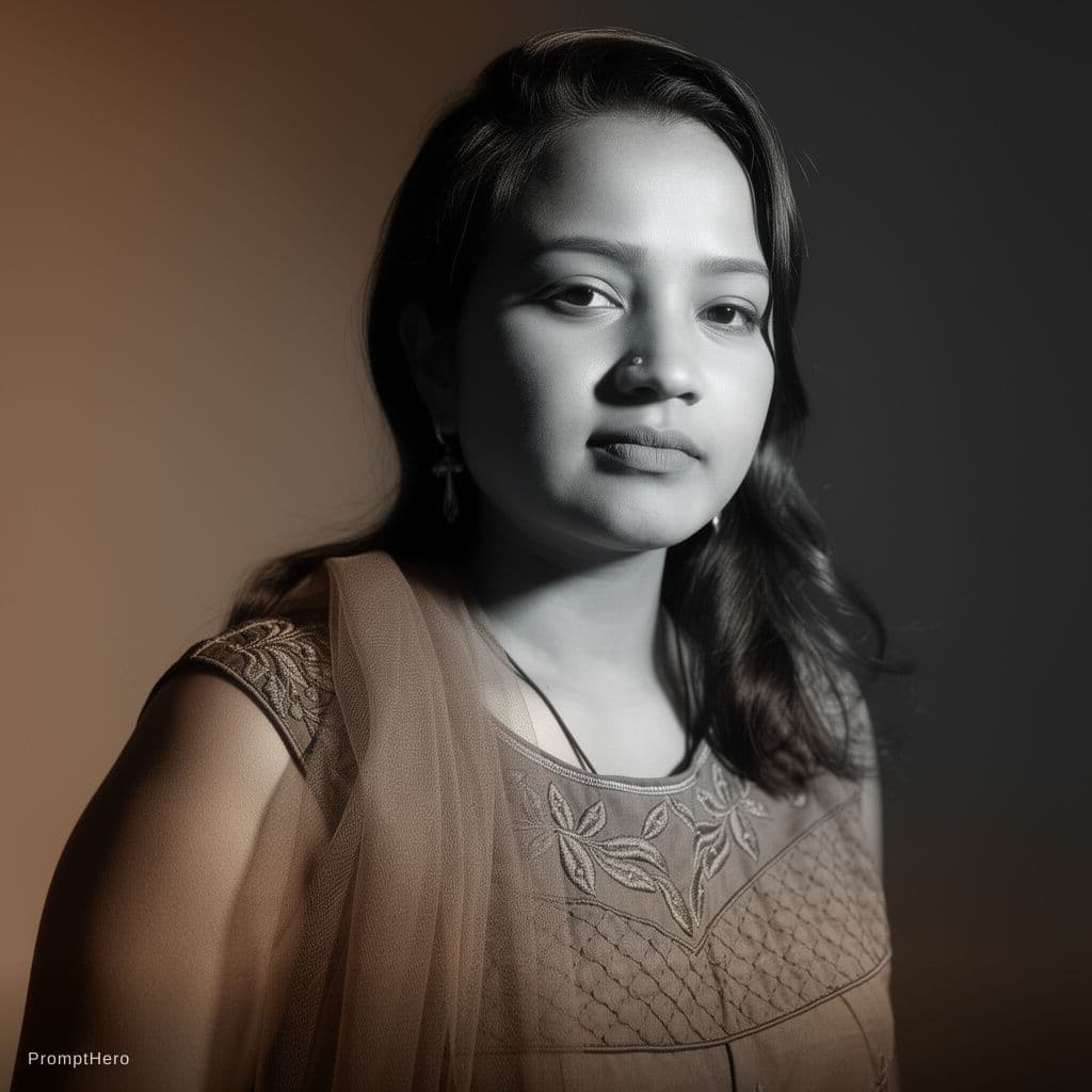 AI generated: a black and white photo of a woman with shadow., in the style of minimalist beauty, light bronze and...