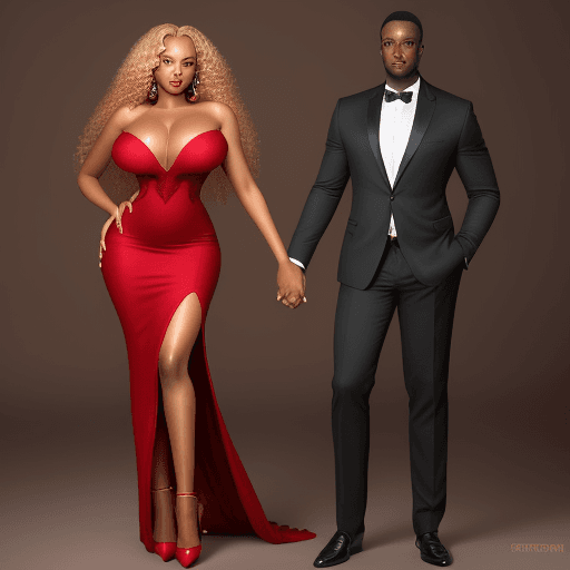 AI generated: create a extremely high quality photo, stunning African woman, full body with curves, honey blond lo...