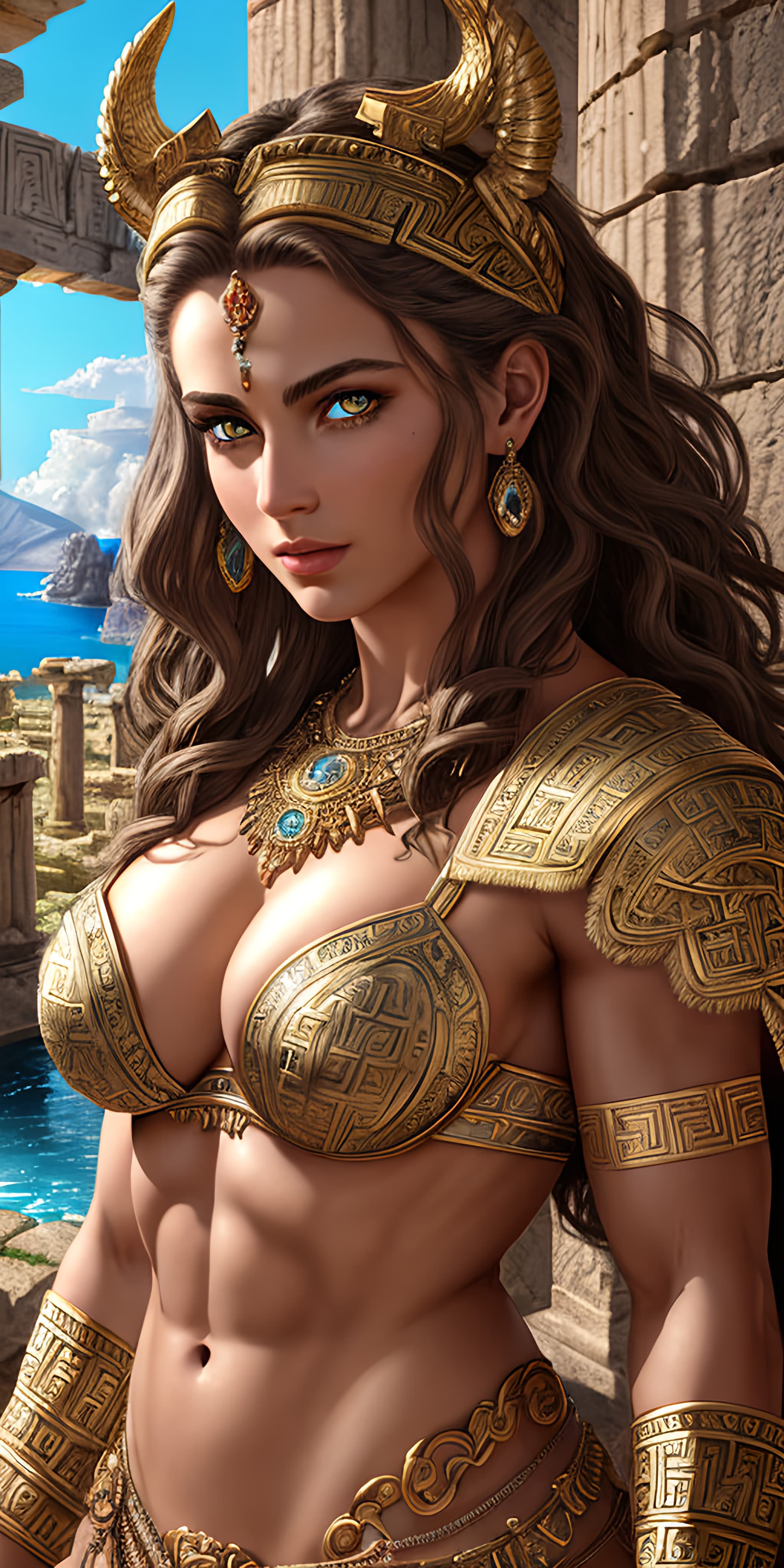 AI generated: A detailed portrait of a beautiful ancient Greek Goddess Being, Greek and Atlantis in origin, beauti...