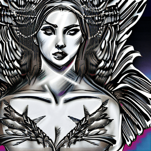 AI generated: sketch of woman with wings, beautiful face, 