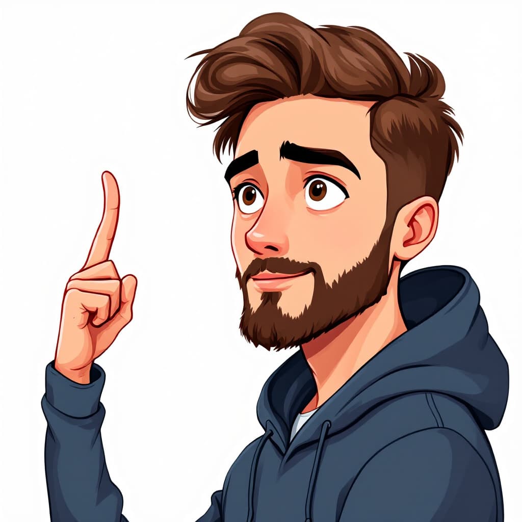 AI generated: A profile picture of an animated cartoon headshot portrait of a young man with brown hair and a slig...