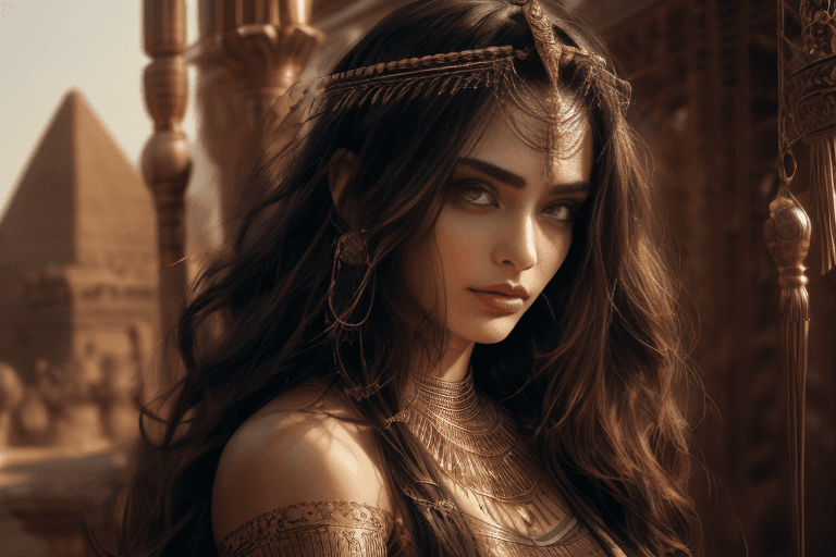 AI generated: (1girl), inside Temple of Anubis, praying, sarcophagus, ancient egyptian clothes, royal, incredibly ...