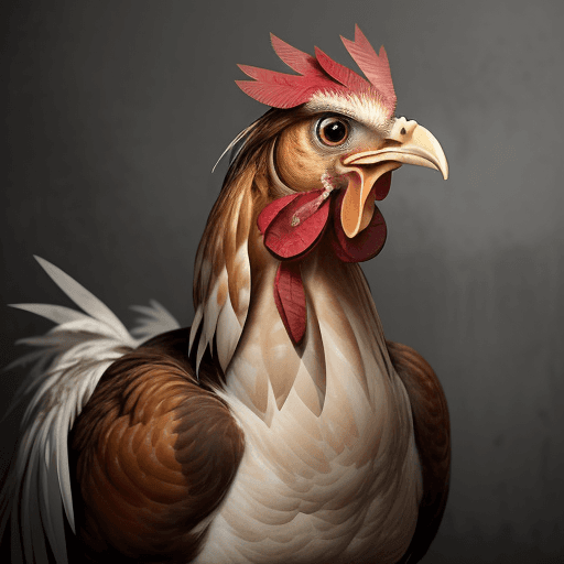 AI generated: Generate an image featuring a scared chicken in a visually engaging and expressive manner. The chick...