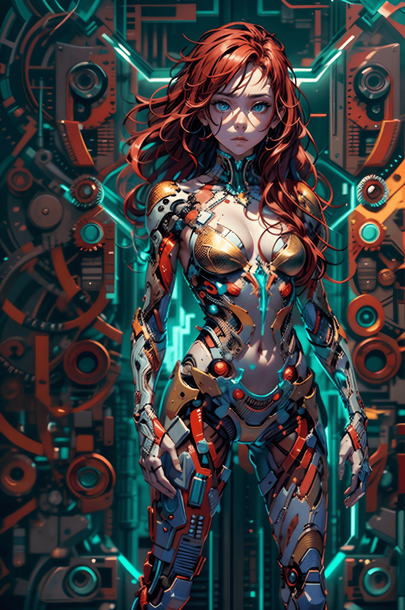 AI generated: long shot, cinematic shot, Carne Griffiths, Conrad Roset, full body, Deus Ex Machina Mechanical anim...