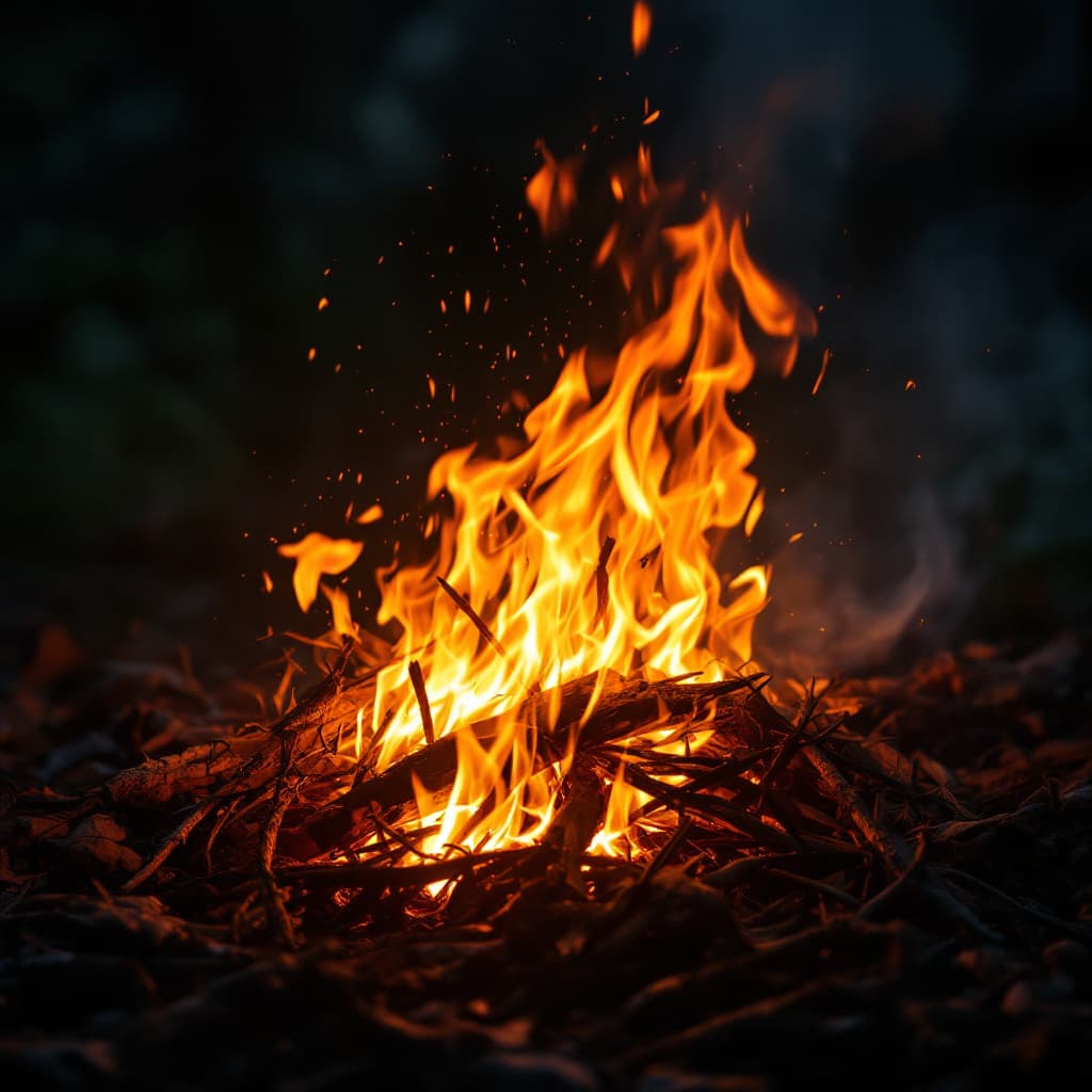 AI generated: Burning sacred alder leaves to pray for rain and fertility .Native Americans are gathered. soft dram...