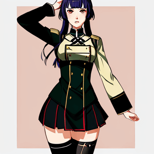 AI generated: Girl, asian, schoolgirl, Fire emblem Three Houses art style, one girl, thigh highs, refined anime ar...