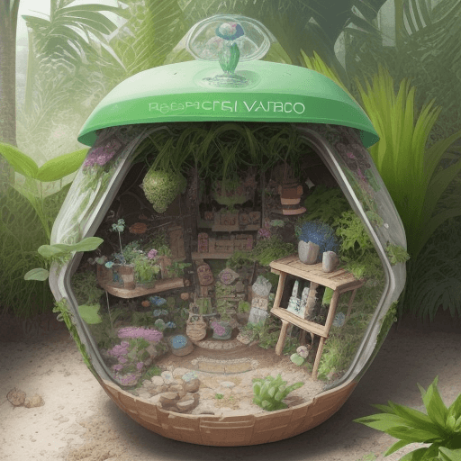 AI generated: 
 Visualiza un círculo de cartón reciclado transformado en un pequeño oasis de verdor. La superficie...