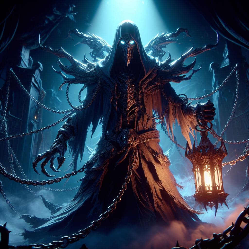 AI generated: Step into the haunting world of League of Legends with Thresh as the central figure. Utilizing cutti...