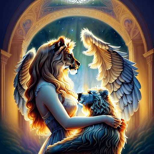 AI generated: Illustration in the enchanting style of Martina Terzi: A wondrous scene unfolds, depicting a majesti...
