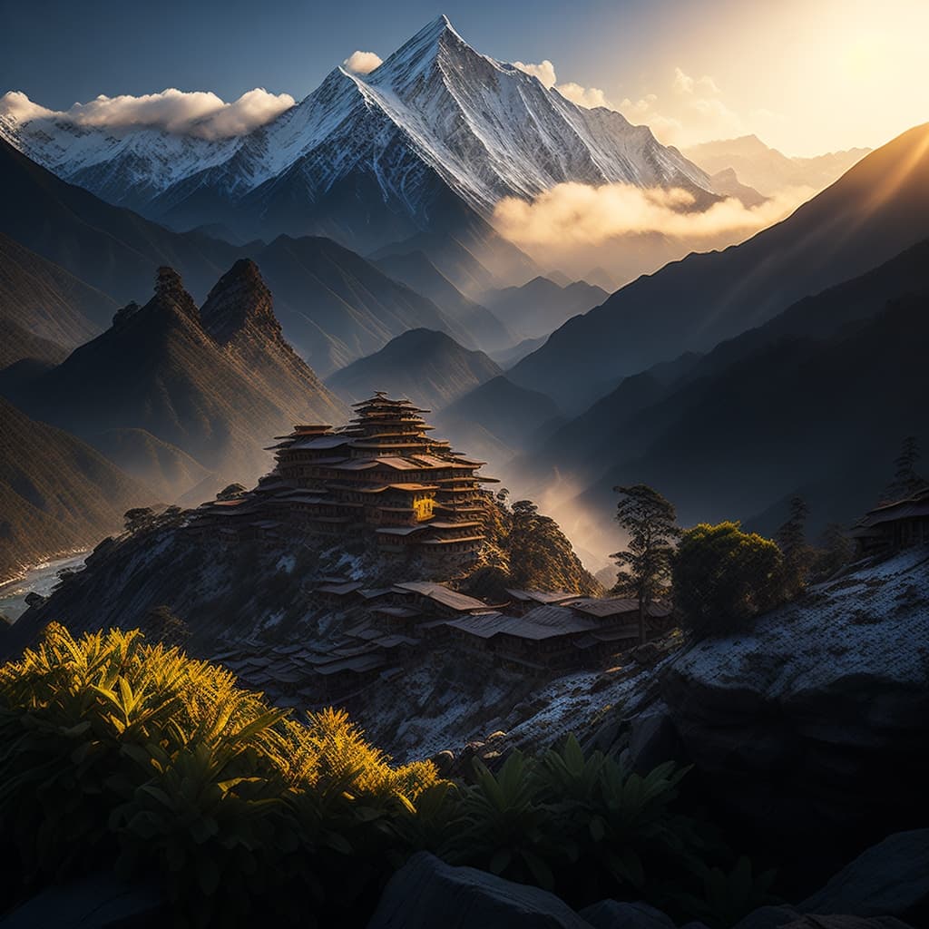 AI generated: Indulge in the magic of a Himalayan morning with this extra-detailed and hyper-realistic photo. Witn...