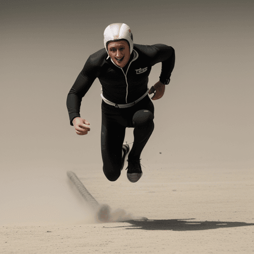 AI generated: a man running on pull for jump