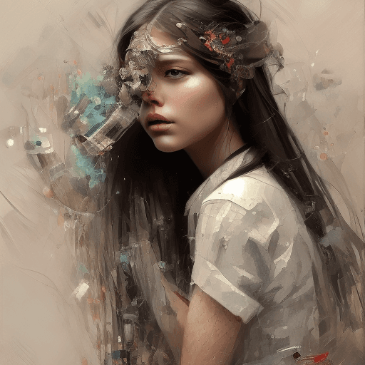 AI generated: an image of a girl with long hair, in the style of russ mills, michael garmash, charming sketches, m...