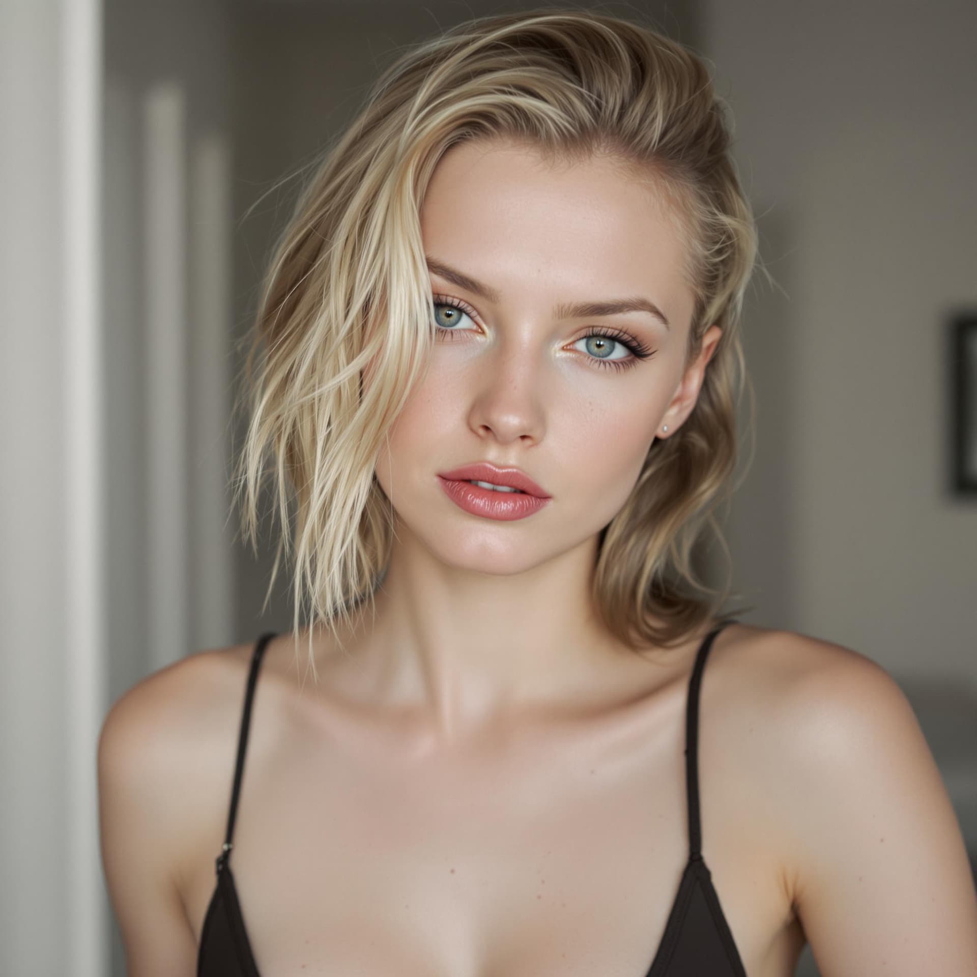 AI generated: white skin blonde with skinny hot face