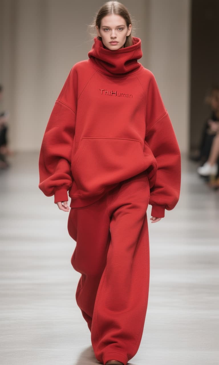 AI generated: A hyper-realistic, high-resolution fashion runway photograph at Paris Fashion Week, featuring a beau...