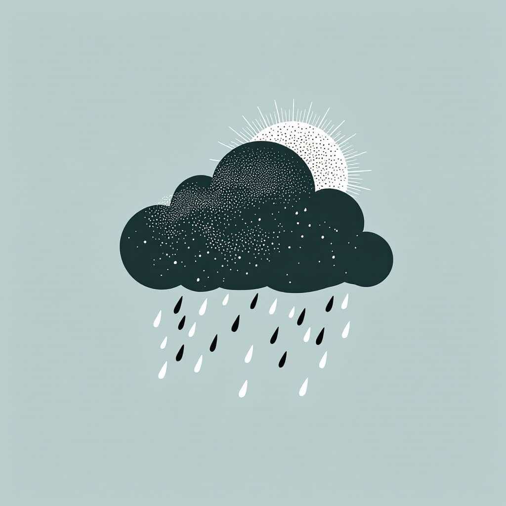 AI generated: Create a weather-themed icon symbolizing 'petrichor' - the earthy scent after rain. Use subtle grays...