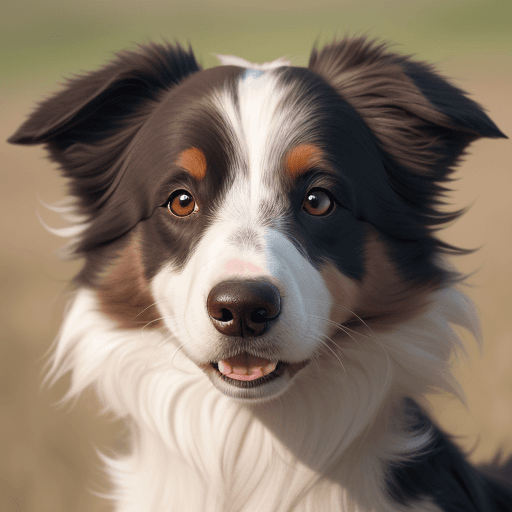 AI generated: A close-up portrait Border collie, brown and white color hair,  4k