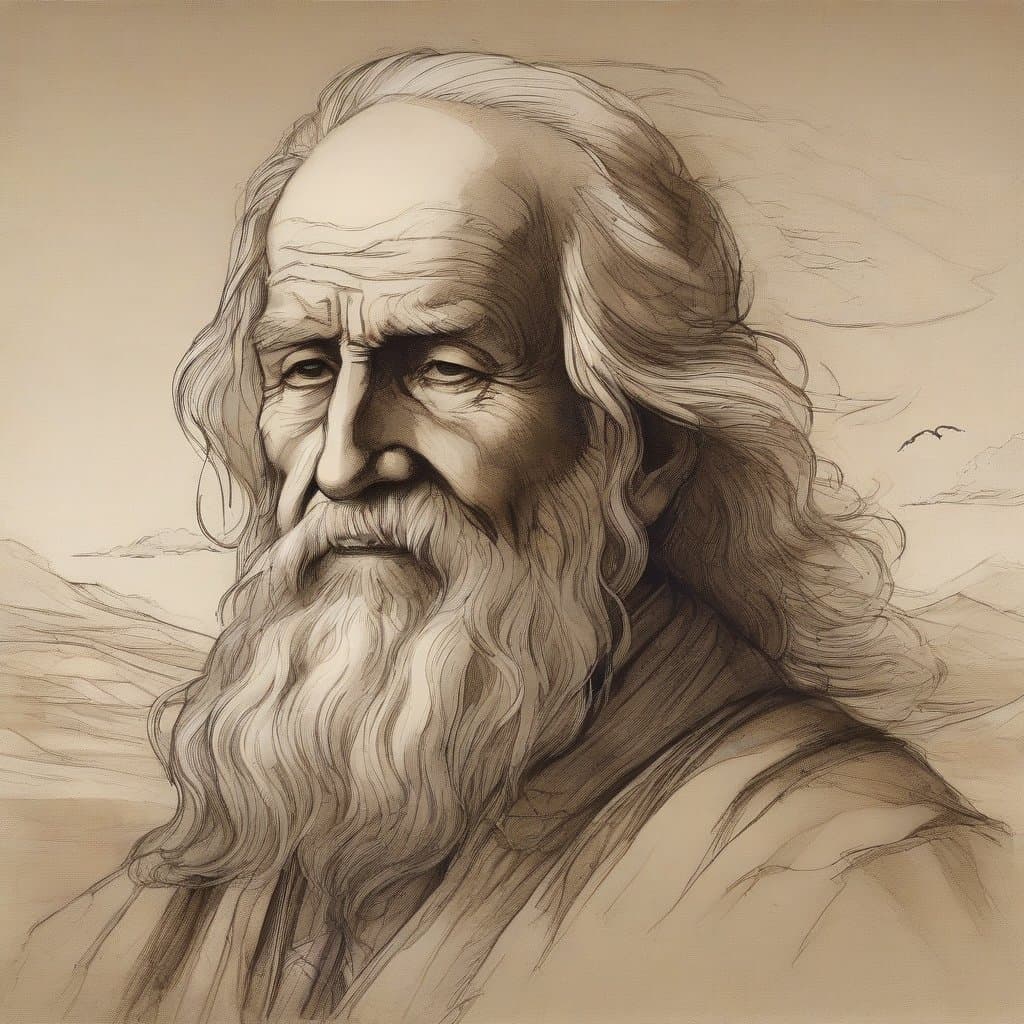 AI generated: (Old man in the style of portrait and landscape - Leonardo da Vinci)