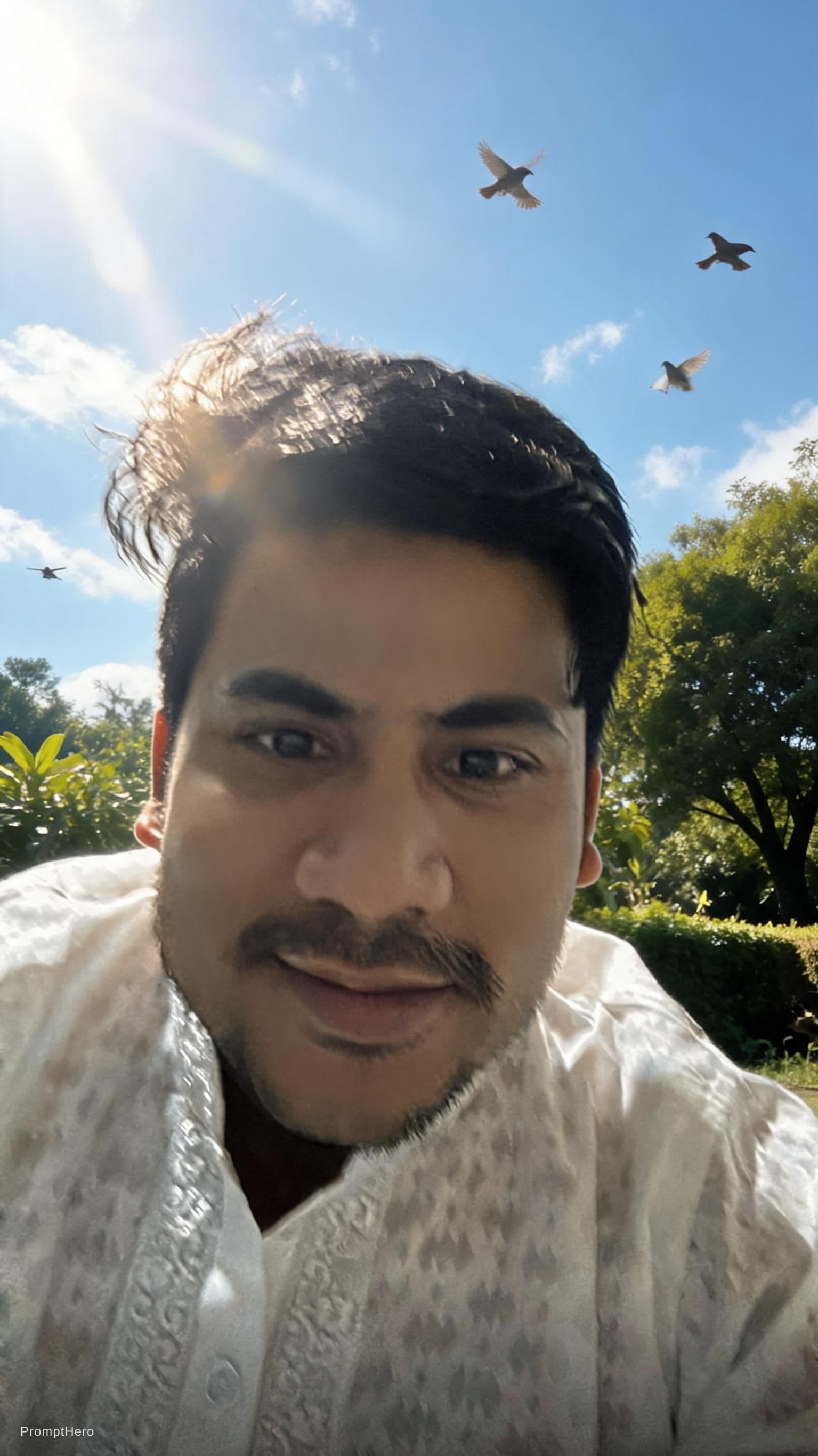 AI generated: Making a new styles pictures in the world good vibe and Sunshine plus birds