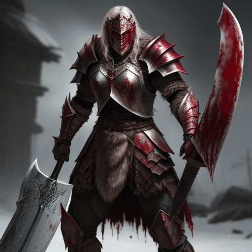 AI generated: fantasy armor, axe wilder, blood aura, ominous armor, berserker