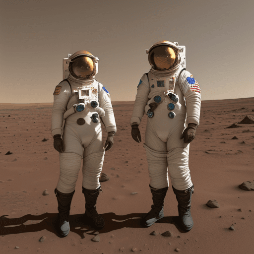 AI generated: Two astronauts on mars.