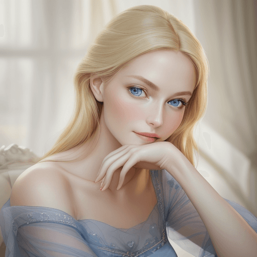 AI generated: An exquisite, high-resolution photo capturing the essence of timeless beauty. The blonde woman, with...