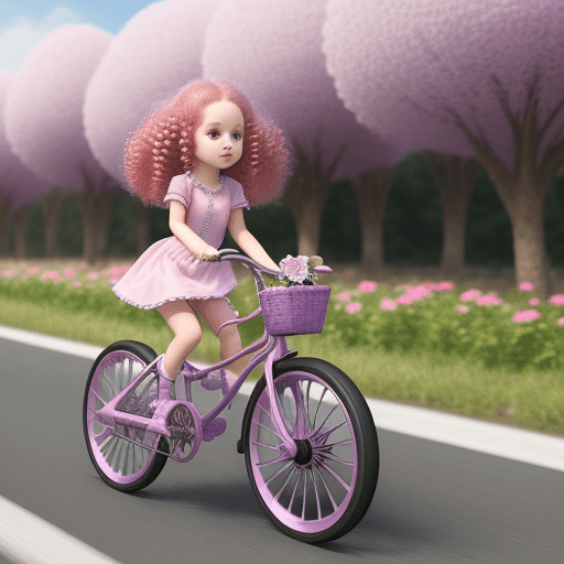 AI generated: meticulously creates and designs high-end a cute and tender little girl running pink and purple and ...