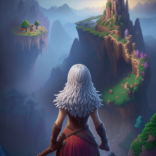 AI generated: more like pixel art. high pixeleted picture,2d pixel art, more like pixel art, bolnd hair girl facei...