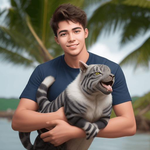 AI generated: The young inspiring social entrepreneur, who brings value to society. Show him rescuing animals.