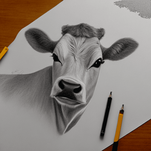 AI generated: Minimalist cow focusing on the ears for a logo and being a drawing not realistic but cute 