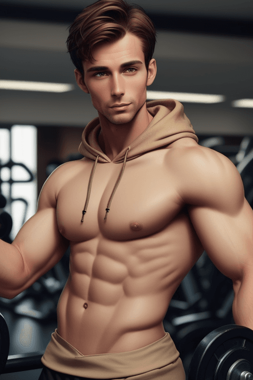AI generated: Upper body photo: toned European man with short, brown hair, attractive and confident, He is wearing...