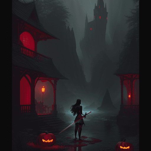 AI generated: the wet at night with her sword, in the style of screen printing, epic fantasy scenes, comiccore, li...