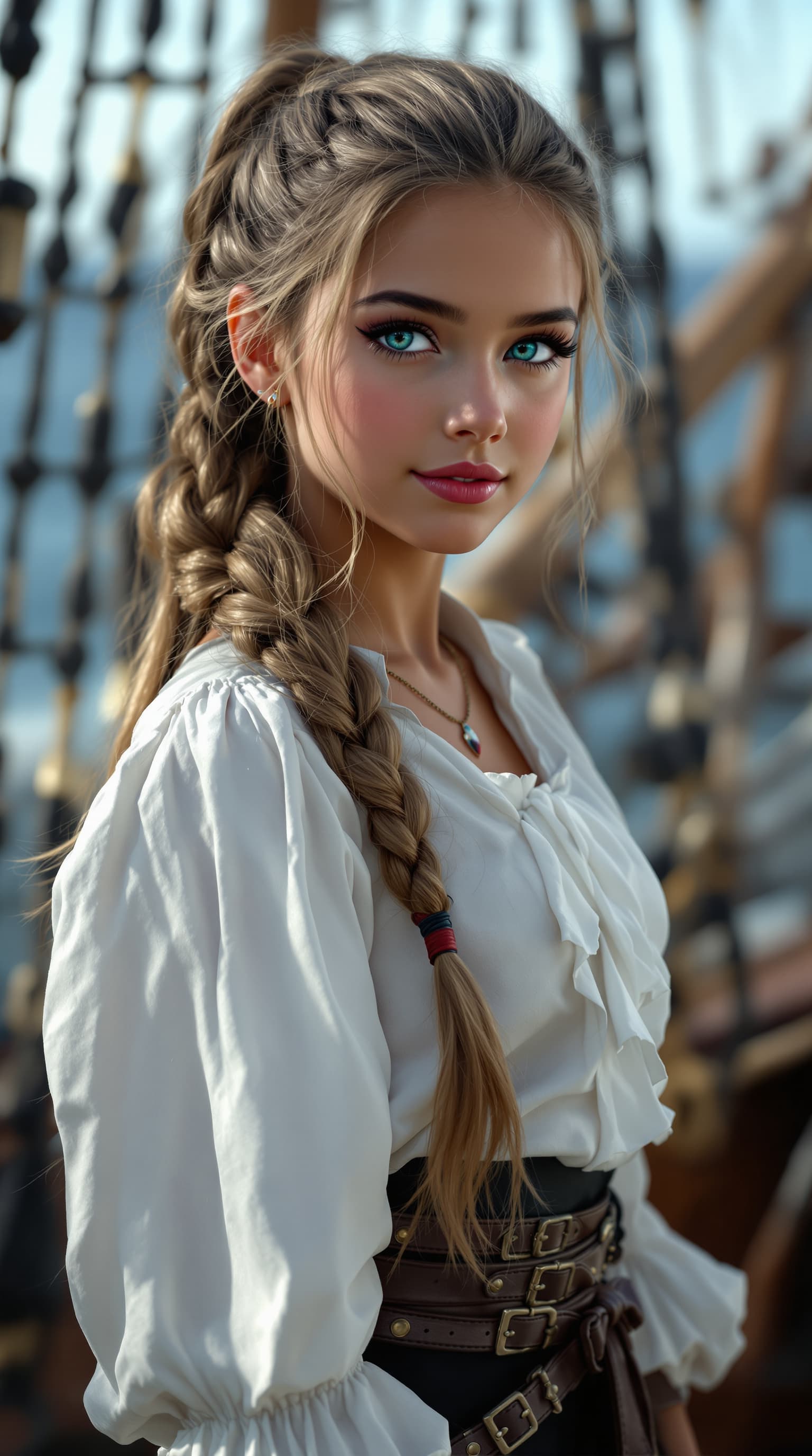 AI generated: An extraordinary professional photograph captures the world’s most beautiful tween girl standing con...