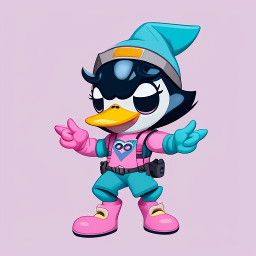 AI generated: webby vanderquack in the style of 2017 cartoon character, geared up for adventure, excited for knowl...