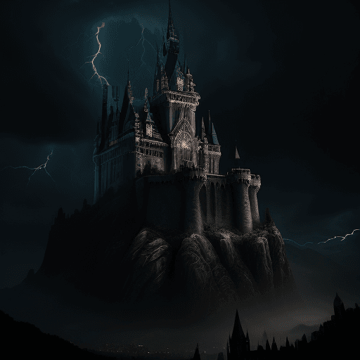 AI generated: or, gothic background with lightning and castle, highly detailed, night, hyper-realistic masterpiece...