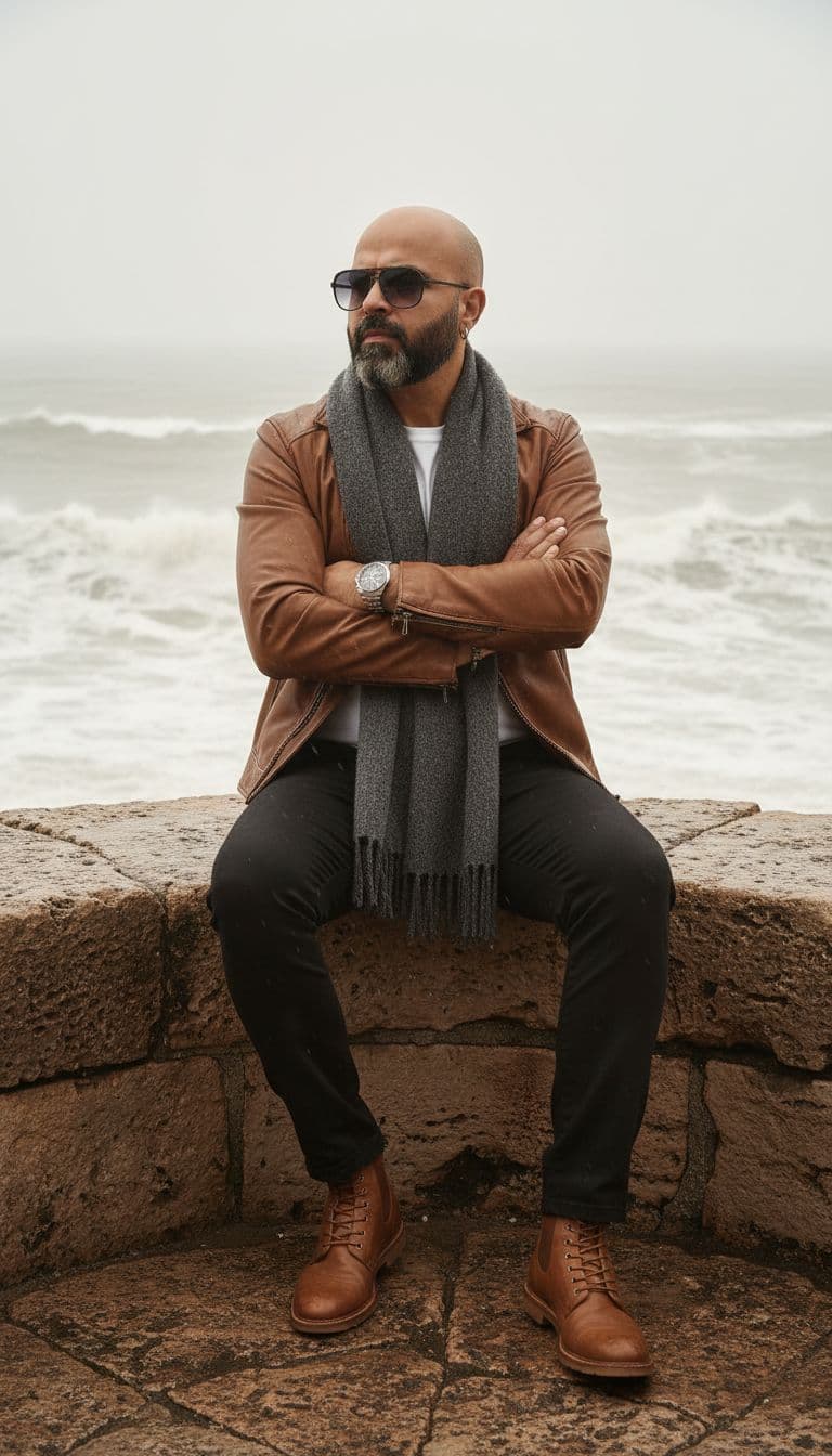 AI generated: Ultra-realistic cinematic autumn portrait of a stylish young man with a lean, toned physique (around...