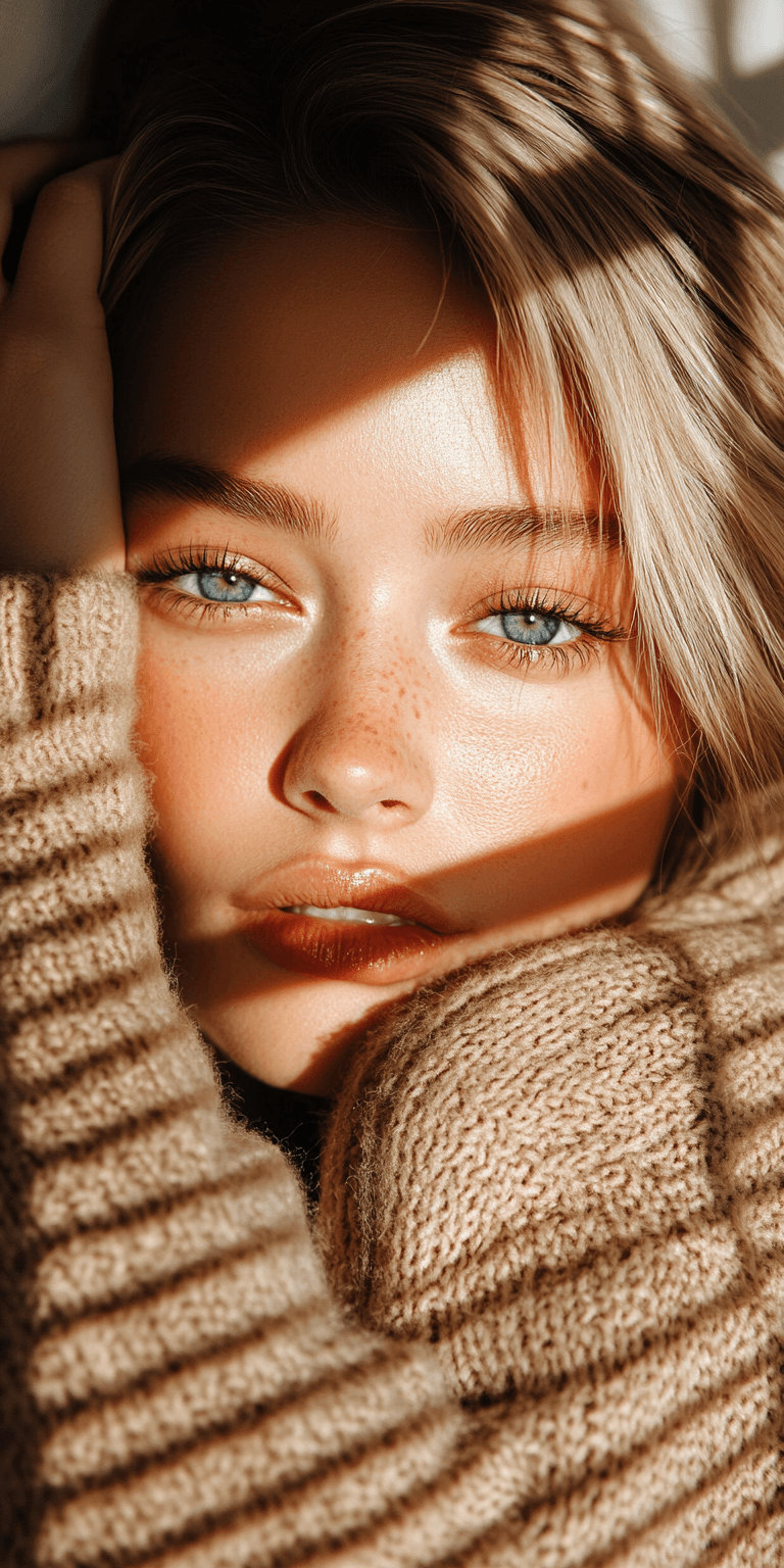 AI generated: an attractive young woman with blue eyes lying face down on the bed, in the style of animated gifs, ...