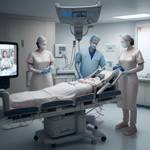 AI generated:  cadiac operation theatre , patient is operating on the OT table by cardiac surgeon which is support...